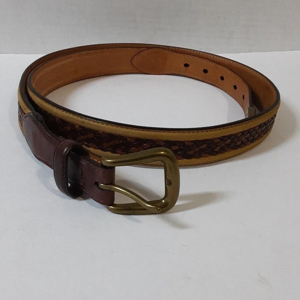 Orvis men's leather brown belt size 44 western festival rodeo casual